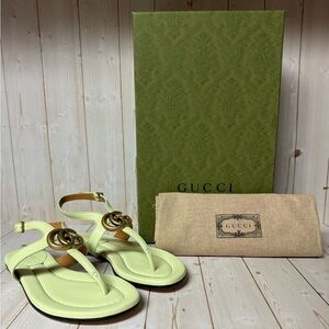 Gucci Leather GG Marmont Logo Sandal Pistachio sz 34 / 4